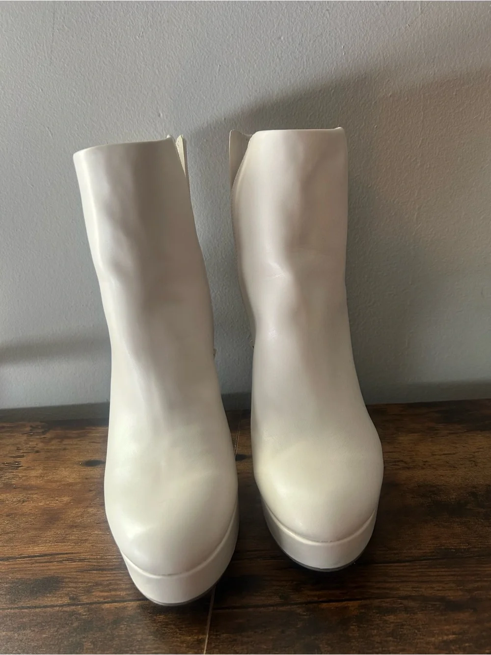 White Platform Ankle Boots - Women's Fashion Heeled Boots